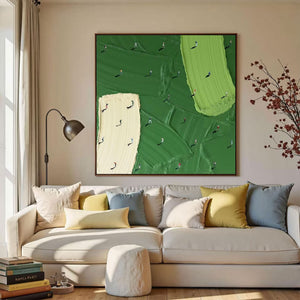 Large Green Figurative Landscape Canvas Wall Art Modern Contemporary Painting for Interior Decor