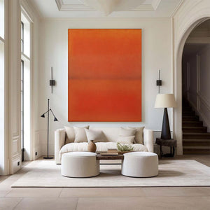 Large Hand Painted Abstract Art – Vibrant Orange Canvas Painting for Contemporary Living Room and Office Decor