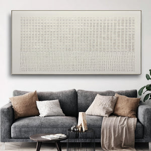 Large Horizontal Textured Oil Painting on Canvas Modern Neutral Wall Art for Living Room Decor