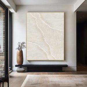 Large Impasto Textured White Wave Abstract Canvas Wall Art Textured Modern Art for Living Room & Bedroom Decor