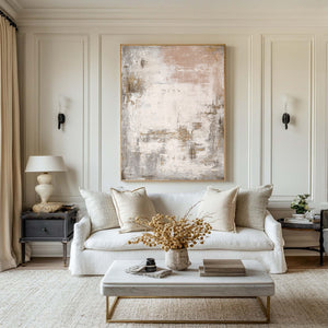 Large Luxury Neutral Abstract Canvas Wall Art Textured Modern Painting for Elegant Living Room Decor