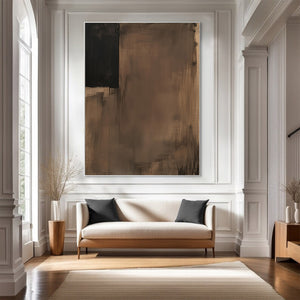 Large Minimalist Abstract Painting – Modern Ink Wash Style Canvas Art Hand Painted for Living Room Decor