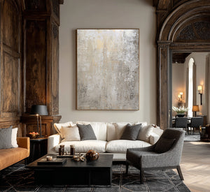 Large Minimalist Neutral Abstract Canvas Wall Art Textured Oil Painting for Entryway & Bedroom Decor