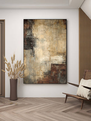 Large Minimalist Rustic Abstract Textured Canvas Wall Art Neutral Textured Art for Living Room & Entryway Decor