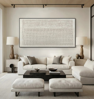 Large Minimalist Textured Dot Grid Canvas Wall Art Textured Painting for Entryway & Bedroom Decor