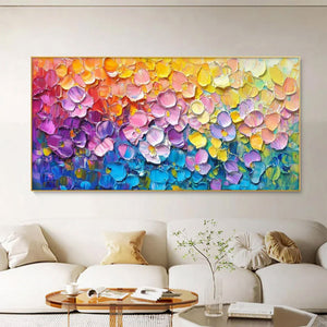 Large Modern Textured Abstract Canvas Wall Art | Creative Colorful Scenery Painting for Interior Decor