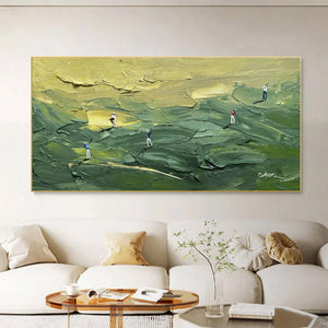 Large Modern Textured Golf Canvas Wall Art Creative Sports Landscape Painting for Interior Decor