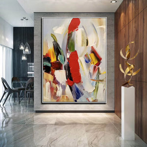Large Neutral Abstract Painting – Modern Hand Painted Multi-Color Art for Stylish Interior Design