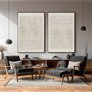 Large Neutral Textured Oil Painting Set on Canvas Modern Minimalist Wall Art for Living Room Decor