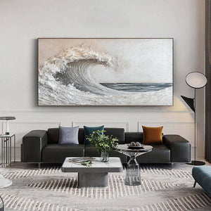 Large Ocean Wave Canvas Wall Art Modern Coastal Painting for Living Room Decor