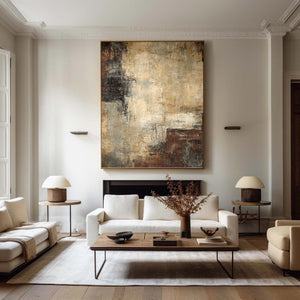 Large Minimalist Rustic Abstract Textured Canvas Wall Art Neutral Textured Art for Living Room & Entryway Decor