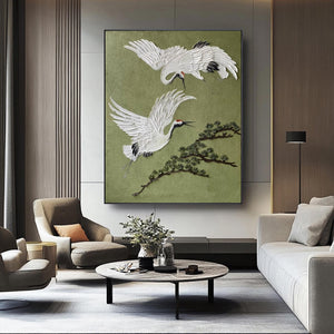 Large Wildlife Crane Canvas Art #VRA 062