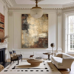 Large Minimalist Rustic Abstract Textured Canvas Wall Art Neutral Textured Art for Living Room & Entryway Decor