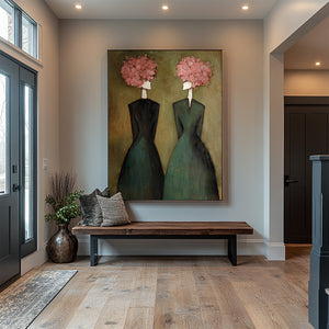 Figurative Floral Oil Painting - Two Women Wall Art | VelraArt