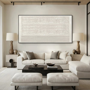 Large Horizontal 3D Textured Wave & Square Canvas Wall Art Coastal Minimalist Art for Living Room Decor
