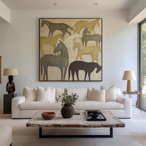 Large Abstract Horse Canvas Wall Art Modern Animal Painting for Interior Decor