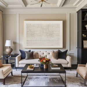 Large Contemporary Neutral Textured Oil Painting Hand Painted Canvas Wall Art for Luxury Living Room Decor