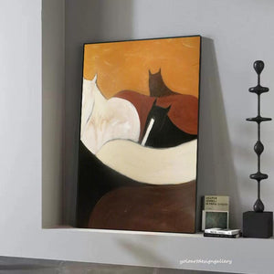 Large Modern Abstract Horse Group Canvas Wall Art Textured Oil Painting for Bedroom & Entryway Decor