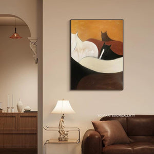 Large Modern Abstract Horse Group Canvas Wall Art Textured Oil Painting for Bedroom & Entryway Decor