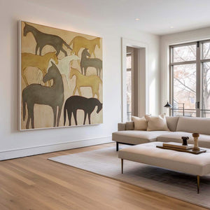 Large Abstract Horse Canvas Wall Art Modern Animal Painting for Interior Decor