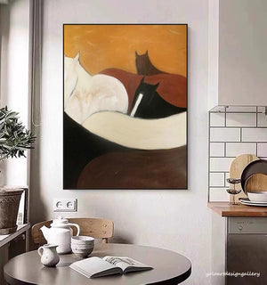 Large Modern Abstract Horse Group Canvas Wall Art Textured Oil Painting for Bedroom & Entryway Decor