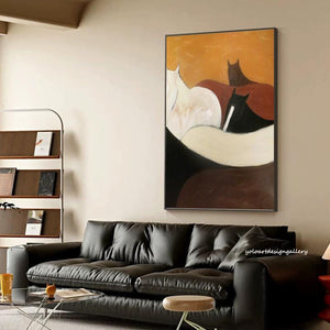 Large Modern Abstract Horse Group Canvas Wall Art Textured Oil Painting for Bedroom & Entryway Decor