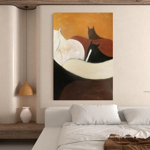 Large Modern Abstract Horse Group Canvas Wall Art Textured Oil Painting for Bedroom & Entryway Decor