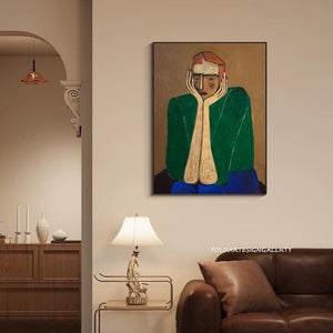 Large Cubist-Inspired Abstract Man Textured Oil Painting Colorful Modern Canvas Art for Home & Office Decor