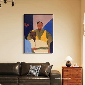 Large Expressionist Intimate Embrace Figurative Oil Painting Bold Colorful Canvas Art for Home & Office Decor