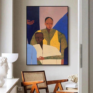 Large Expressionist Intimate Embrace Figurative Oil Painting Bold Colorful Canvas Art for Home & Office Decor