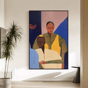 Large Expressionist Intimate Embrace Figurative Oil Painting Bold Colorful Canvas Art for Home & Office Decor