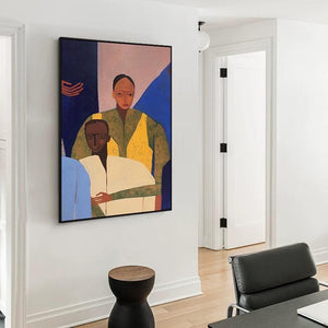 Large Expressionist Intimate Embrace Figurative Oil Painting Bold Colorful Canvas Art for Home & Office Decor