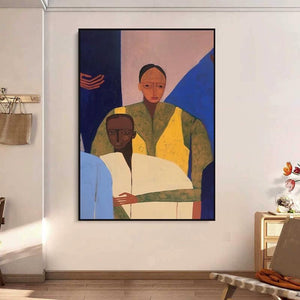 Large Expressionist Intimate Embrace Figurative Oil Painting #VRA 158