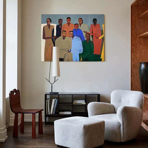 Large Expressionist Diverse Group Figurative Oil Painting Bold Multicolor Canvas Art for Home & Office Decor