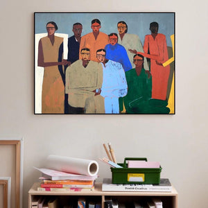 Large Expressionist Diverse Group Figurative Oil Painting Bold Multicolor Canvas Art for Home & Office Decor