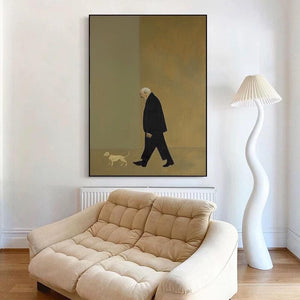 Large Modern Contemplative Figure & Dog Canvas Wall Art #VRA 149
