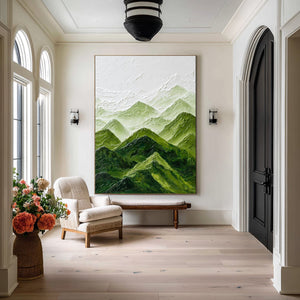 Large Abstract Green Landscape Canvas | VelraArt #CZ 005