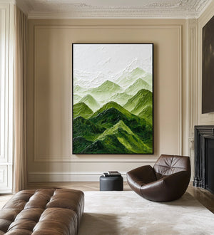 Large Abstract Green Landscape Canvas | VelraArt #CZ 005