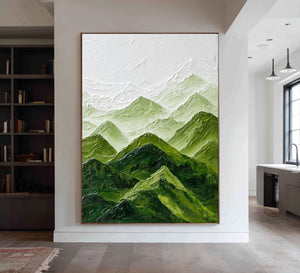 Large Abstract Green Landscape Canvas | VelraArt #CZ 005