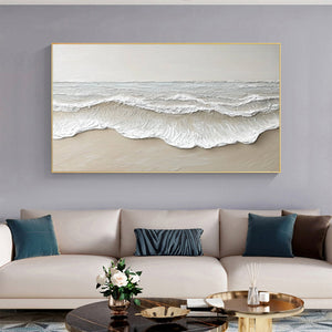 Large Contemporary Coastal Wave Canvas Wall Art Textured Ocean Seascape Painting for Modern Home Decor
