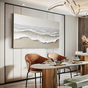 Large Contemporary Coastal Wave Canvas Wall Art Textured Ocean Seascape Painting for Modern Home Decor