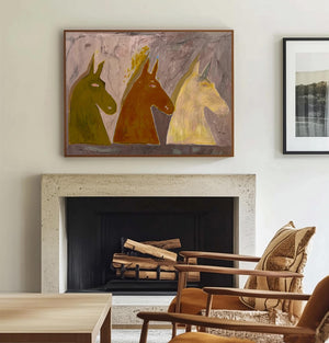 Large Abstract Horse Oil Painting – Hand Painted Modern Wall Art for Contemporary Home & Office Decor