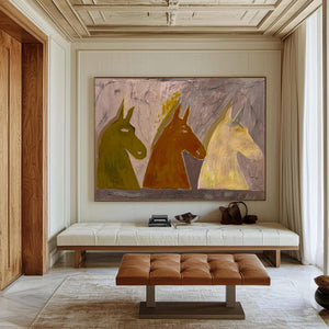 Large Abstract Horse Oil Painting – Hand Painted Modern Wall Art for Contemporary Home & Office Decor