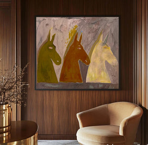 Large Abstract Horse Oil Painting – Hand Painted Modern Wall Art for Contemporary Home & Office Decor