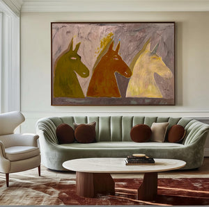 Large Abstract Horse Oil Painting – Hand Painted Modern Wall Art for Contemporary Home & Office Decor