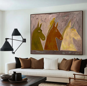 Large Abstract Horse Oil Painting – Hand Painted Modern Wall Art for Contemporary Home & Office Decor