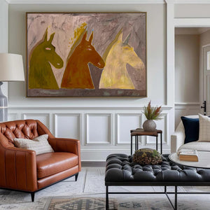 Large Abstract Horse Oil Painting – Hand Painted Modern Wall Art for Contemporary Home & Office Decor
