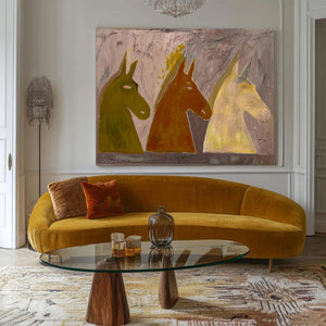 Large Abstract Horse Oil Painting – Hand Painted Modern Wall Art for Contemporary Home & Office Decor