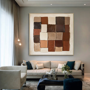 Large Textured Abstract Blocks Painting | VelraArt #CZ 007