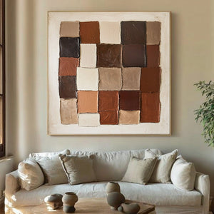 Large Textured Abstract Blocks Painting | VelraArt #CZ 007